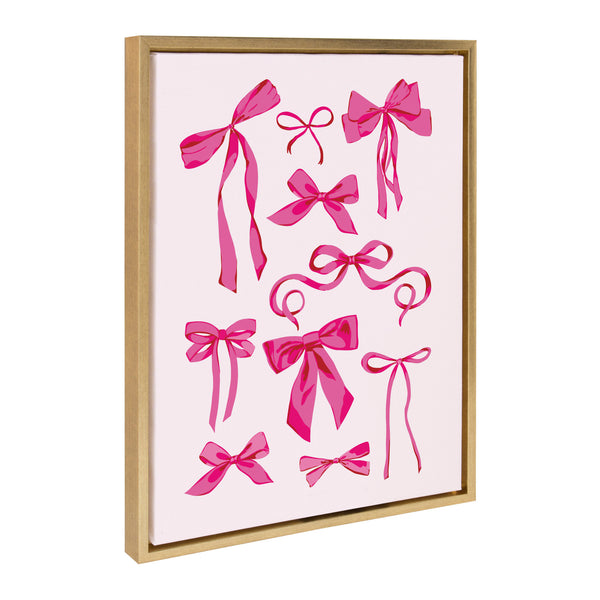 Kate & Laurel Sylvie Pink Bows Framed Canvas By Honey Island Studio