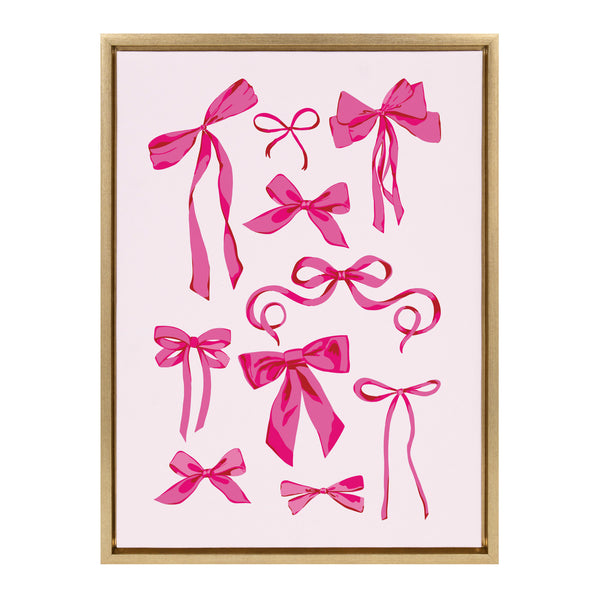 Kate & Laurel Sylvie Pink Bows Framed Canvas By Honey Island Studio