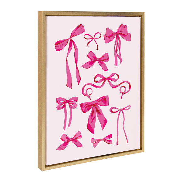 kate & laurel Sylvie Pink Bows Framed Canvas by Honey Island Studio