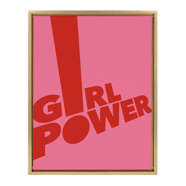 kate & laurel Sylvie Pink Girl Power Framed Canvas By Rocket Jack