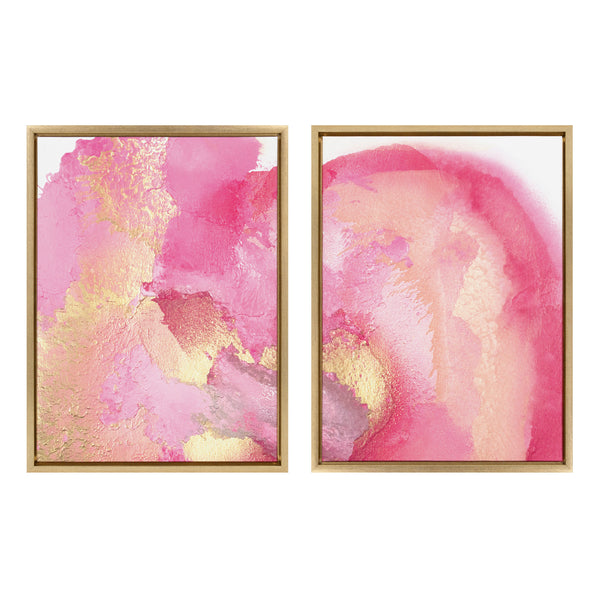 Kate & Laurel Sylvie Pink Golden Hour 1 And 2 Framed Canvas Art Set By Mentoring Positives