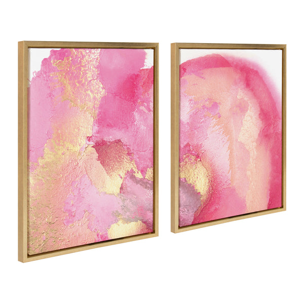 Kate & Laurel Sylvie Pink Golden Hour 1 And 2 Framed Canvas Art Set By Mentoring Positives