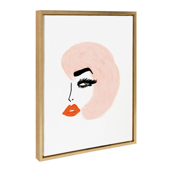 Kate & Laurel Sylvie Pink Hair Retro Beauty Framed Canvas By Kendra Dandy Of Bouffants And Broken Hearts