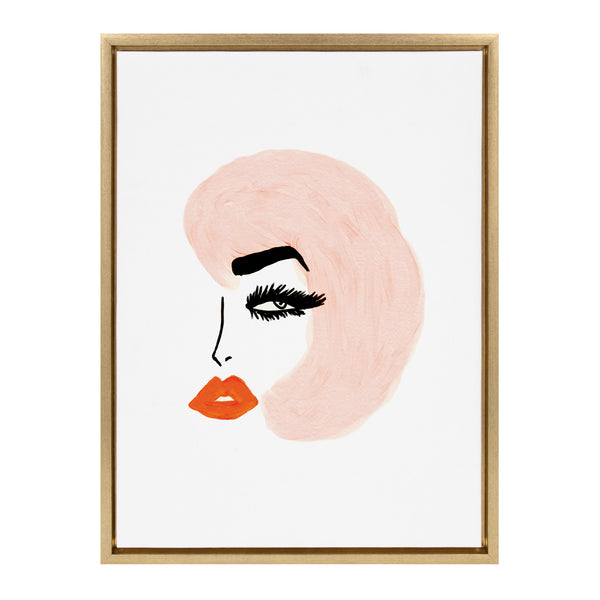 kate & laurel Sylvie Pink Hair Retro Beauty Framed Canvas by Kendra Dandy of Bouffants and Broken Hearts