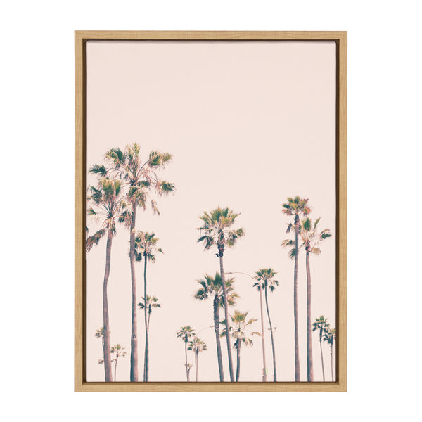 kate & laurel Sylvie Pink Palm Tree Paradise Framed Canvas by Caroline Mint