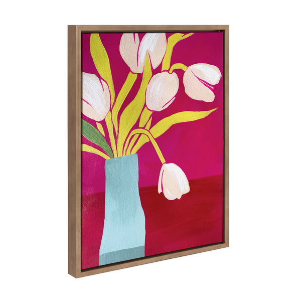Kate & Laurel Sylvie Pink Tulips Framed Canvas By Emma Daisy