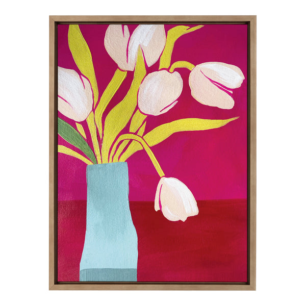 Kate & Laurel Sylvie Pink Tulips Framed Canvas By Emma Daisy