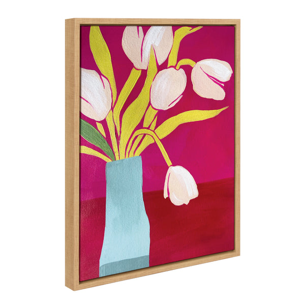 kate & laurel Sylvie Pink Tulips Framed Canvas by Emma Daisy