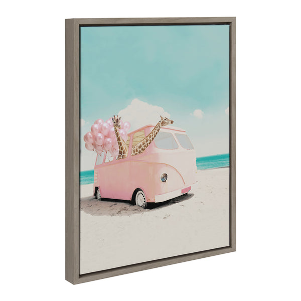 Kate & Laurel Sylvie Pink Van Framed Canvas By July Art Prints