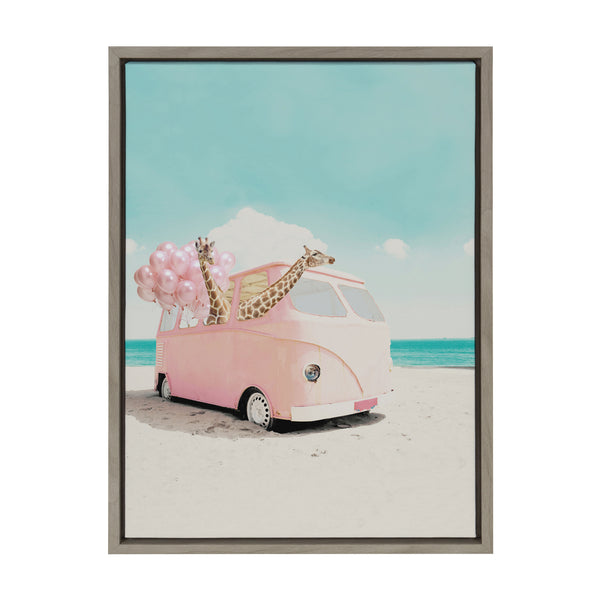 Kate & Laurel Sylvie Pink Van Framed Canvas By July Art Prints