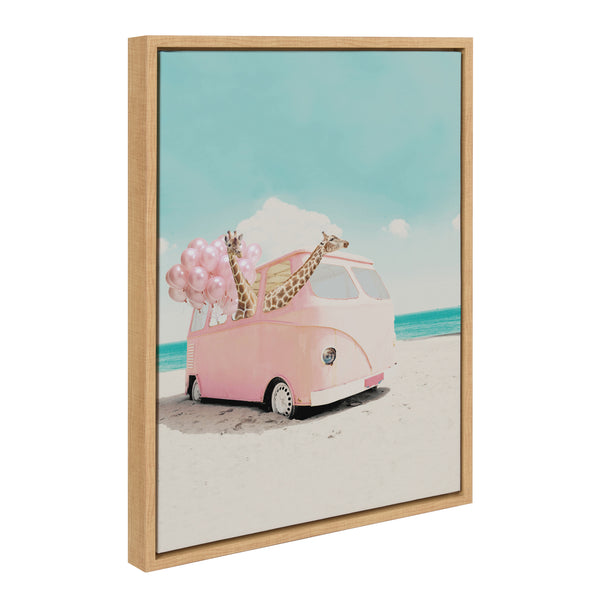kate & laurel Sylvie Pink Van Framed Canvas by July Art Prints