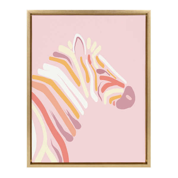 Kate & Laurel Sylvie Pink Zebra Framed Canvas By Dominique Vari
