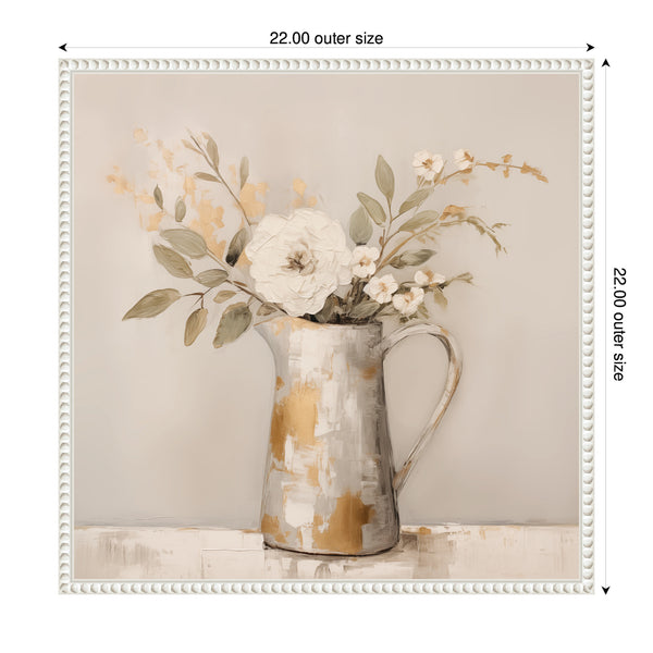 Kate & Laurel Sylvie Pitcher With Flowers Boho Country 1 Framed Canvas By The Creative Bunch Studio