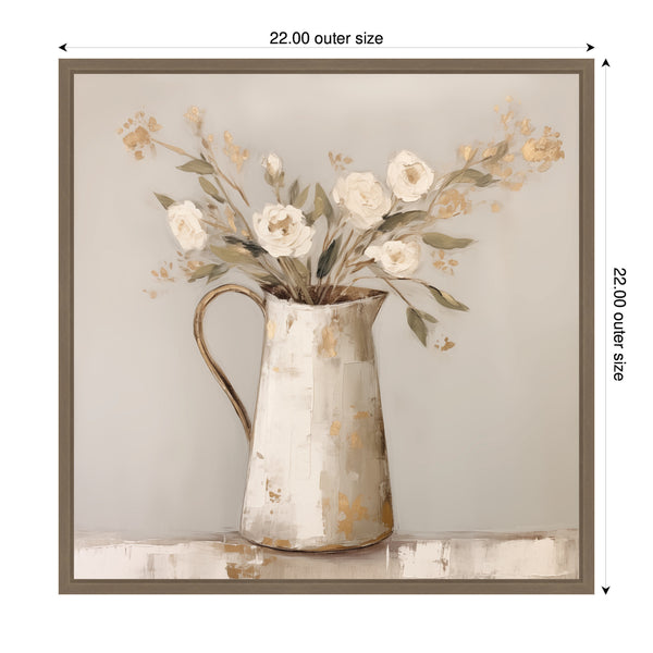 Kate & Laurel Sylvie Pitcher With Flowers Boho Country 2 Framed Canvas By The Creative Bunch Studio
