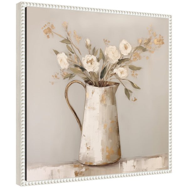 kate & laurel Sylvie Pitcher with Flowers Boho Country 2 Framed Canvas by The Creative Bunch Studio