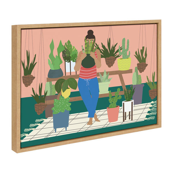 Kate & Laurel Sylvie Plant Lady Framed Canvas By Queenbe Monyei