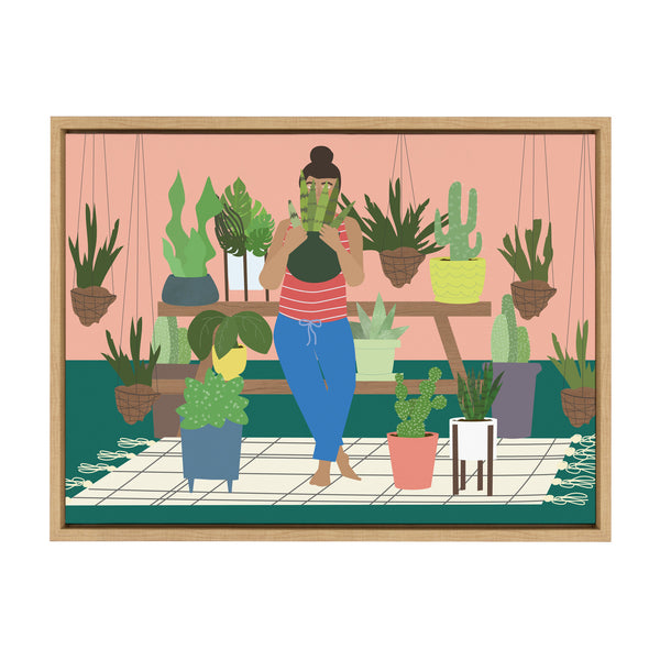 kate & laurel Sylvie Plant Lady Framed Canvas by Queenbe Monyei