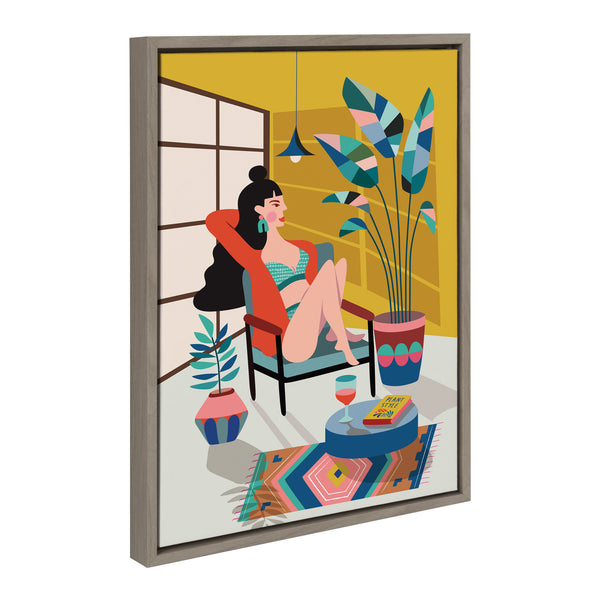 Kate & Laurel Sylvie Plant Lady Framed Canvas By Rachel Lee Of My Dream Wall