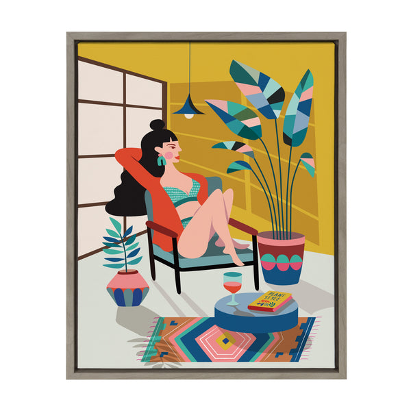 kate & laurel Sylvie Plant Lady Framed Canvas by Rachel Lee of My Dream Wall