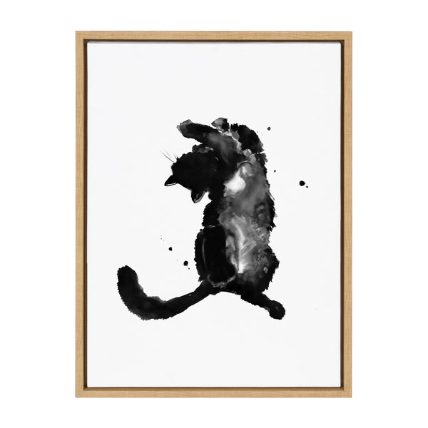 Kate & Laurel Sylvie Playful Cat BW Framed Canvas By Viola Kreczmer