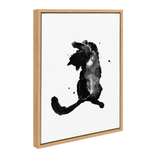 kate & laurel Sylvie Playful Cat BW Framed Canvas by Viola Kreczmer