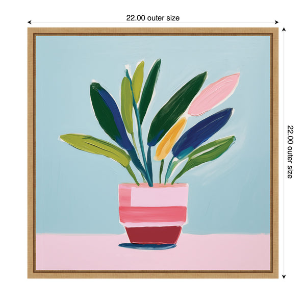 Kate & Laurel Sylvie Playful Potted Plant Still Life Framed Canvas By The Creative Bunch Studio