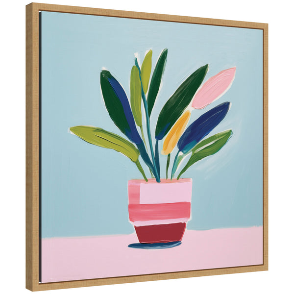 kate & laurel Sylvie Playful Potted Plant Still Life Framed Canvas by The Creative Bunch Studio