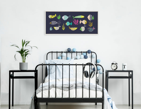 Kate & Laurel Sylvie Playtime Story Fishy Friends Framed Canvas By Turnowsky