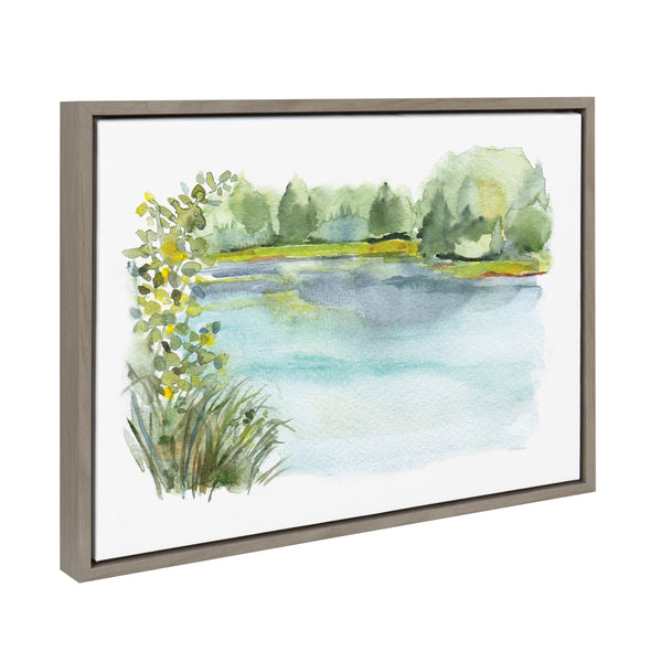 Kate & Laurel Sylvie Pond Landscape Framed Canvas By Patricia Shaw