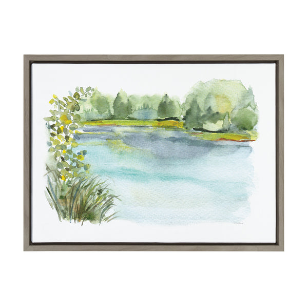 kate & laurel Sylvie Pond Landscape Framed Canvas by Patricia Shaw