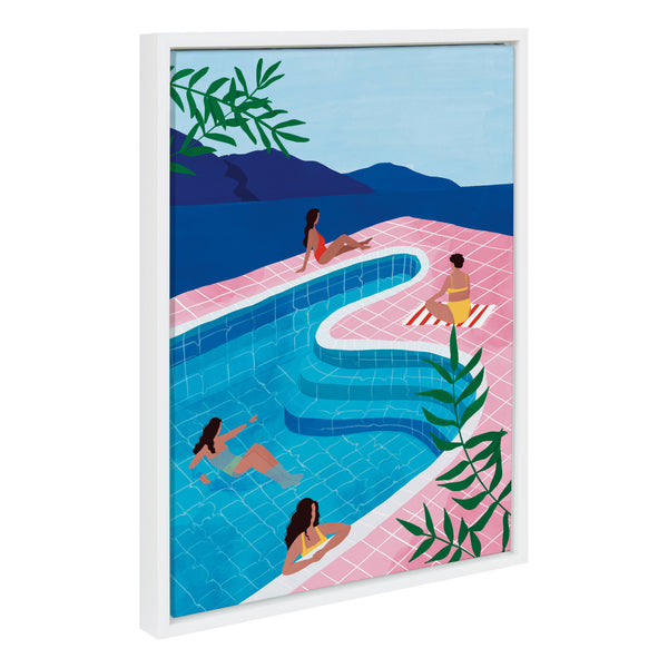 Kate & Laurel Sylvie Pool Ladies Framed Canvas By Maja Tomljanovic