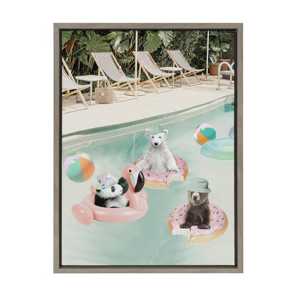 Kate & Laurel Sylvie Pool Party Framed Canvas By July Art Prints