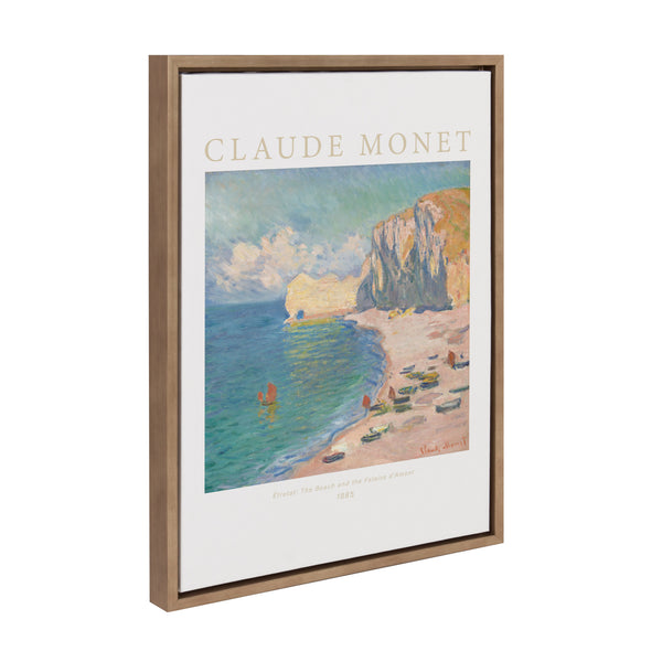 kate & laurel Sylvie Poster Claude Monet Étretat The Beach and the Falaise d’Amont 1885 Framed Canvas by The Art Institute of Chicago