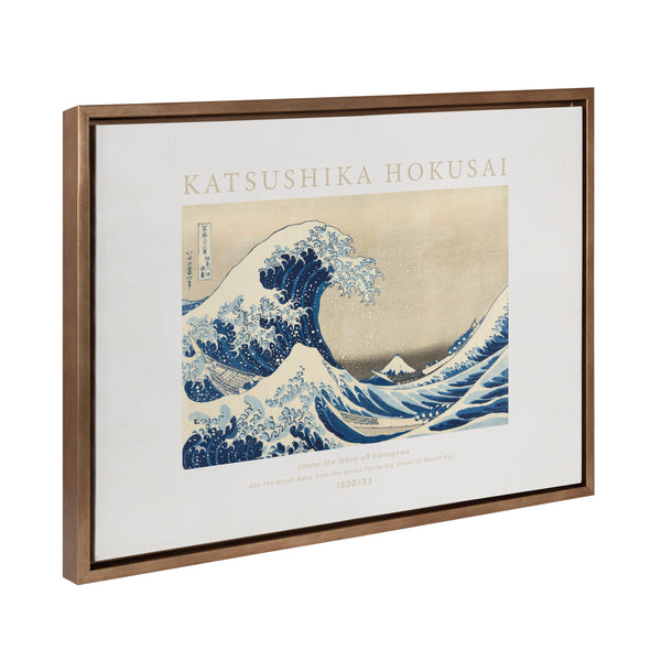 kate & laurel Sylvie Poster Katsushika Hokusai Under the Wave off Kanagawa aka The Great Wave 1830 Framed Canvas by The Art Institute of Chicago