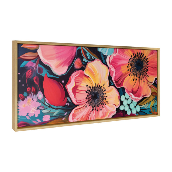 Kate & Laurel Sylvie Preppy Boho Aesthetic Colorful Floral Group Framed Canvas By The Creative Bunch Studio