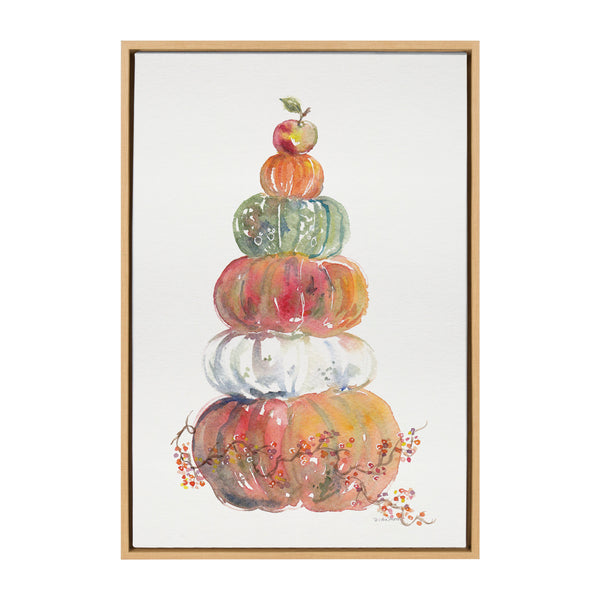 Kate & Laurel Sylvie Pumpkin Topiary Framed Canvas By Patricia Shaw
