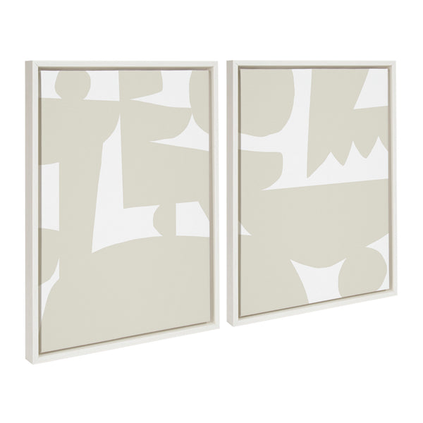Kate & Laurel Sylvie Quiet Jungle 1 Left And Right Neutral Abstract Framed Canvas By Kelly Knaga
