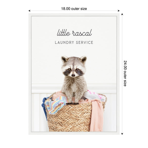 Kate & Laurel Sylvie Raccoon Little Rascal Laundry Service Framed Canvas By Amy Peterson