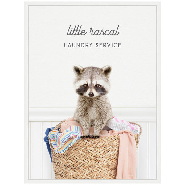 Kate & Laurel Sylvie Raccoon Little Rascal Laundry Service Framed Canvas By Amy Peterson