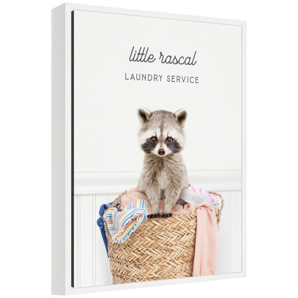 kate & laurel Sylvie Raccoon Little Rascal Laundry Service Framed Canvas by Amy Peterson