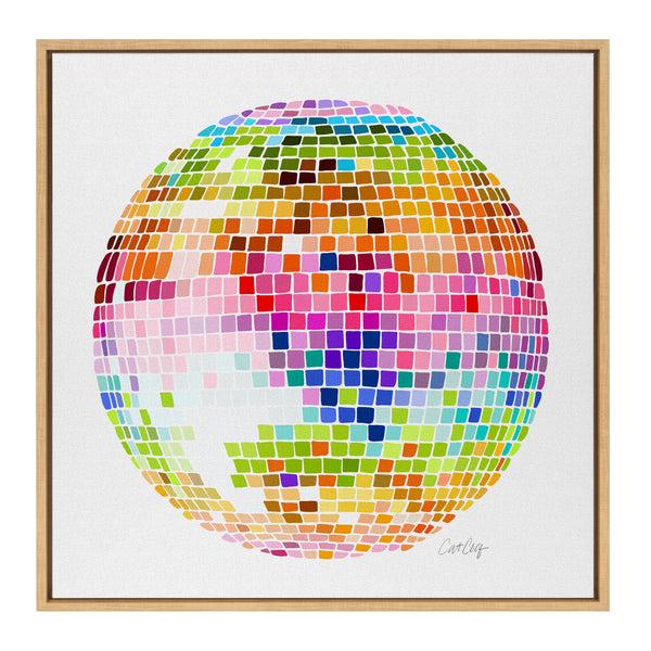 Kate & Laurel Sylvie Rainbow Disco Ball Framed Canvas By Cat Coquillette