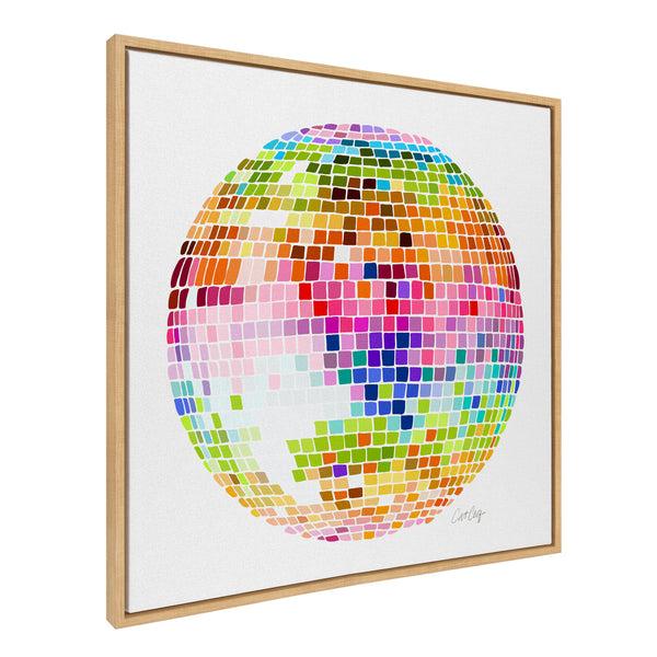 kate & laurel Sylvie Rainbow Disco Ball Framed Canvas by Cat Coquillette