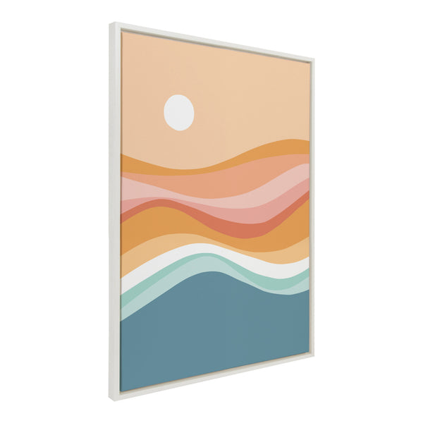 Kate & Laurel Sylvie Rainbow Waves Seascape Framed Canvas By Dominique Vari