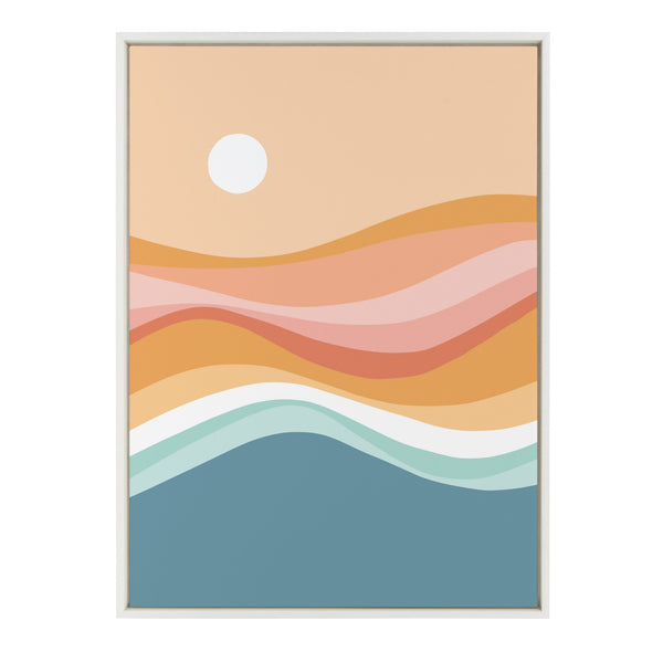 kate & laurel Sylvie Rainbow Waves Seascape Framed Canvas by Dominique Vari