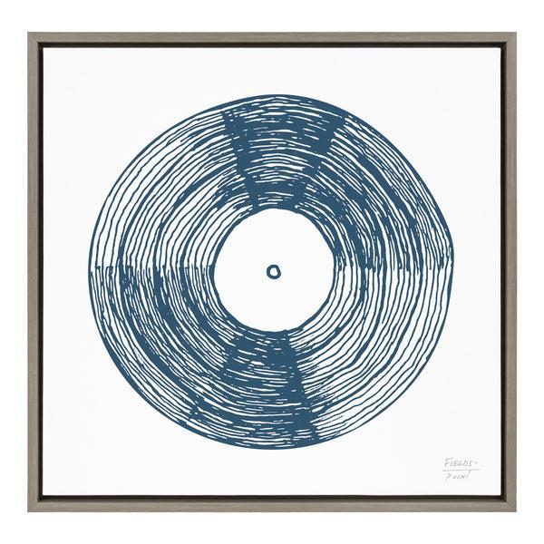 Kate & Laurel Sylvie Record Blue Framed Canvas By Statement Goods
