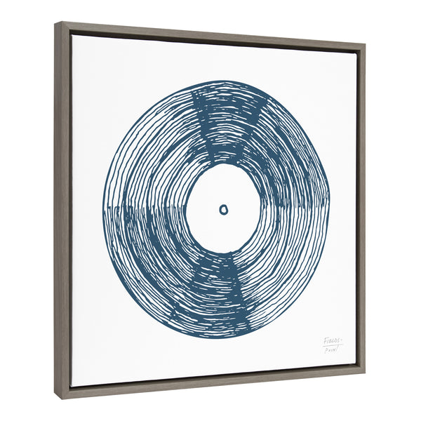 Kate & Laurel Sylvie Record Blue Framed Canvas By Statement Goods
