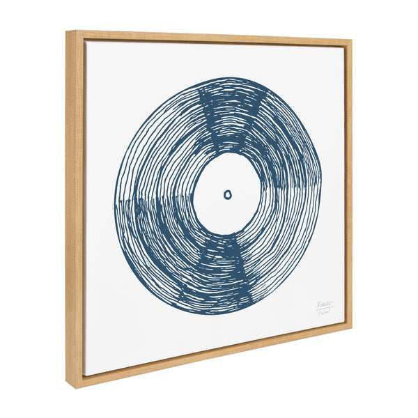 kate & laurel Sylvie Record Blue Framed Canvas by Statement Goods
