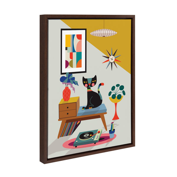 Kate & Laurel Sylvie Record Player Framed Canvas By Rachel Lee Of My Dream Wall