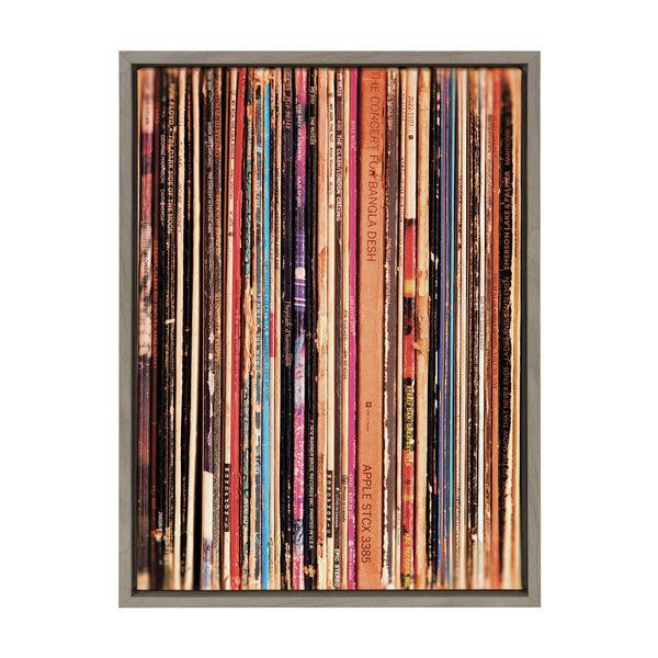 kate & laurel Sylvie Records Framed Canvas by Robert Cadloff of Bomobob