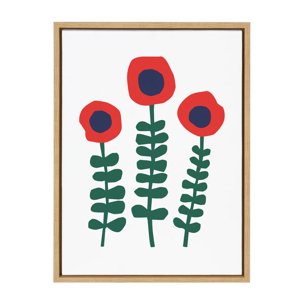 kate & laurel Sylvie Red Flowers Framed Canvas by Myriam Van Neste